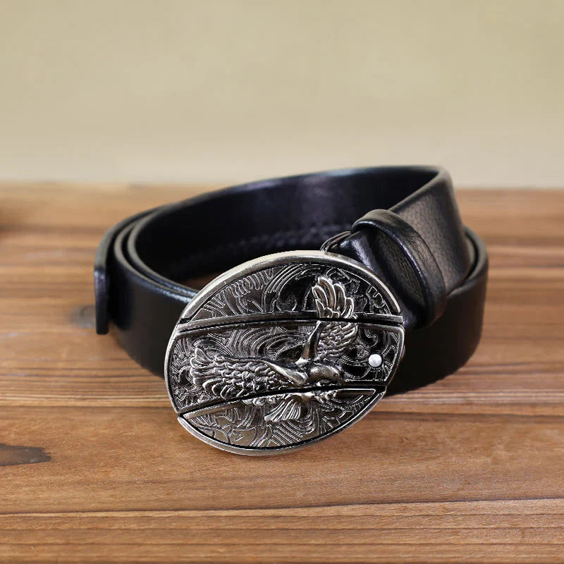 Men's Soaring Eagle Leather Belt With Folding Knife