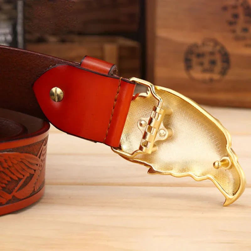 Men's Sharp Eyes 3D Vulture Head Eagle Buckle Leather Belt
